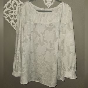 LOFT Blouse Size 22 Off-White Jaquard